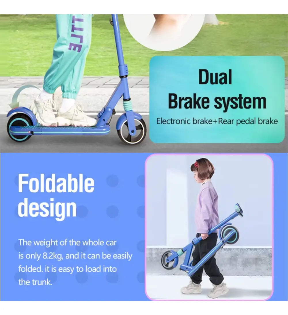 Patineta Eléctrica Infantil Scooter Epower E65 Plegable Azul 70kg