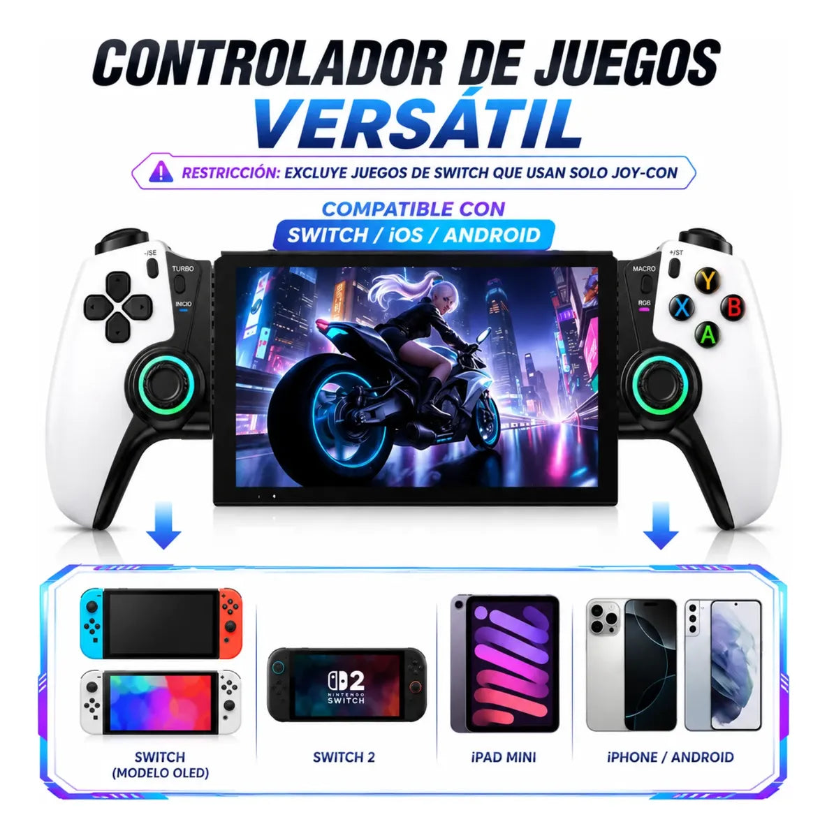 Control Gamer Bluetooth Hall Effect STK-7011 Celular PC Switch Turbo