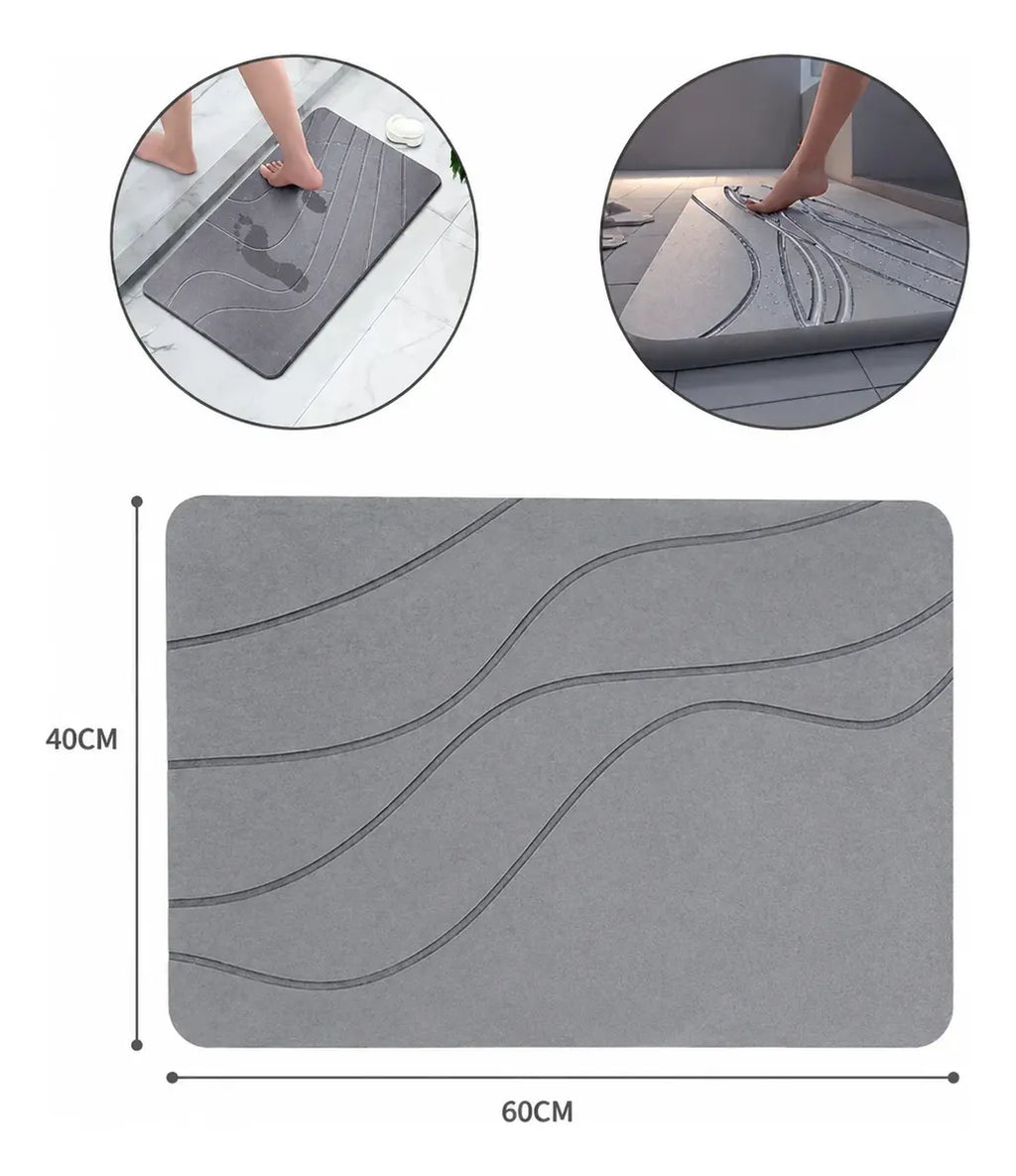 Tapete Baño Piedra Natural Absorbente Antideslizante 60x40 Secado