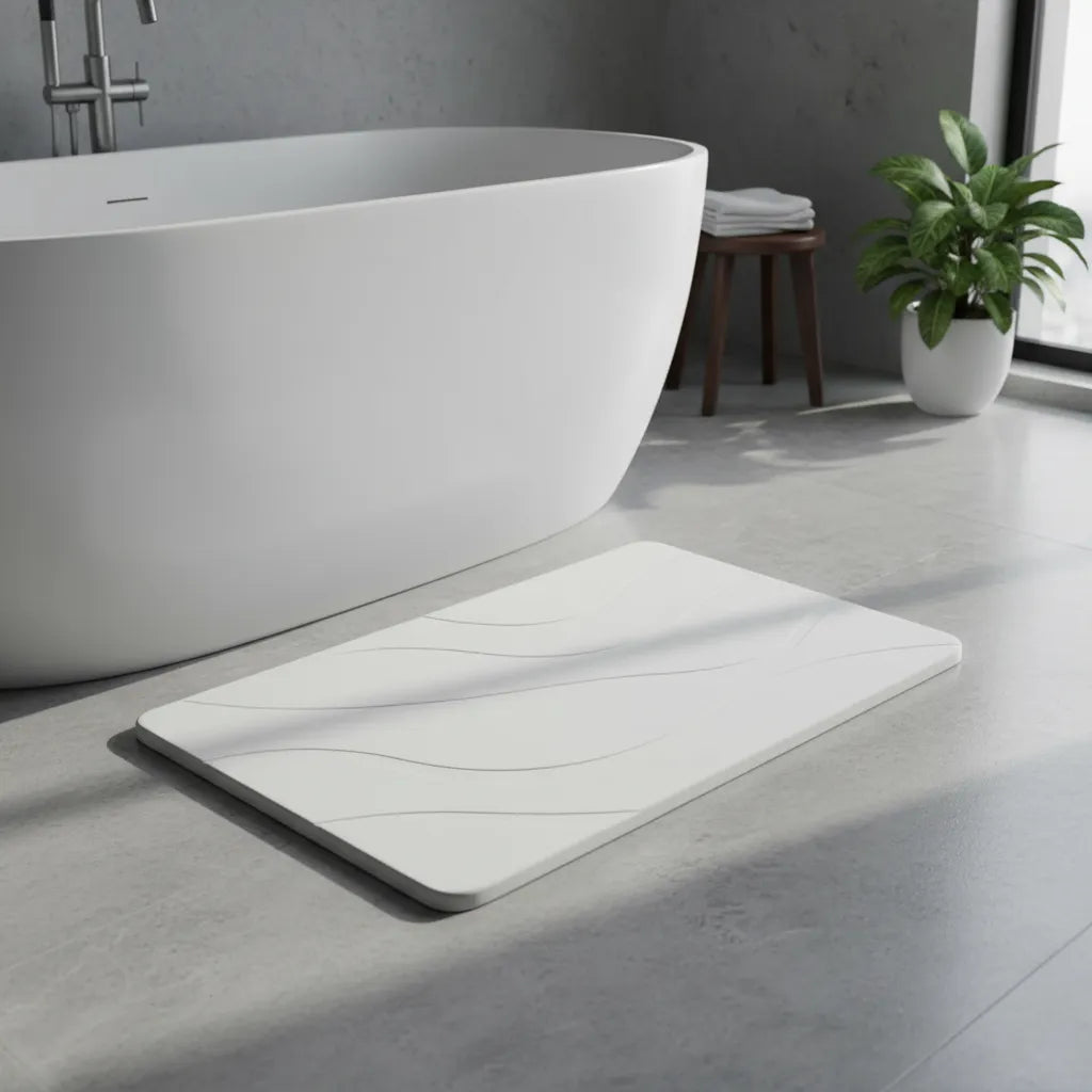 Tapete Baño Piedra Natural Absorbente Antideslizante 60x40 Secado