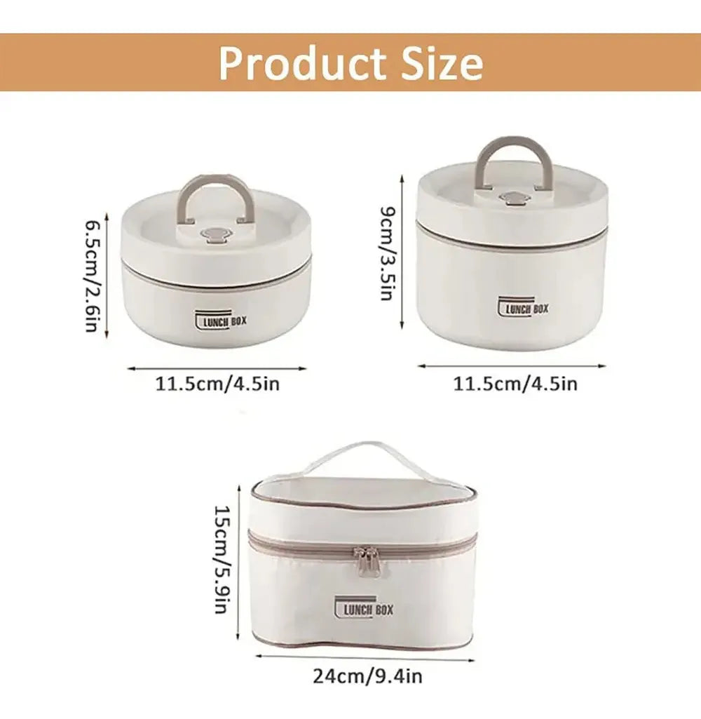 Lonchera Térmica Acero Inoxidable 4 Recipientes Apilables Estuche