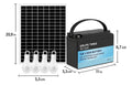 Kit Solar Portátil Batería Recargable 12V 4 Bombillos LED USB Panel