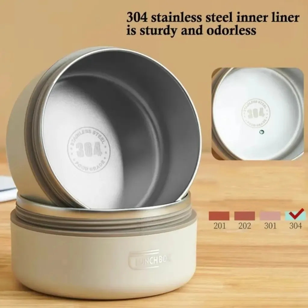 Lonchera Térmica Acero Inoxidable 4 Recipientes Apilables Estuche