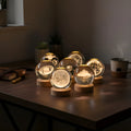 Lámpara Bola Cristal 3D Sistema Solar Luna LED Luz Cálida USB Regalo