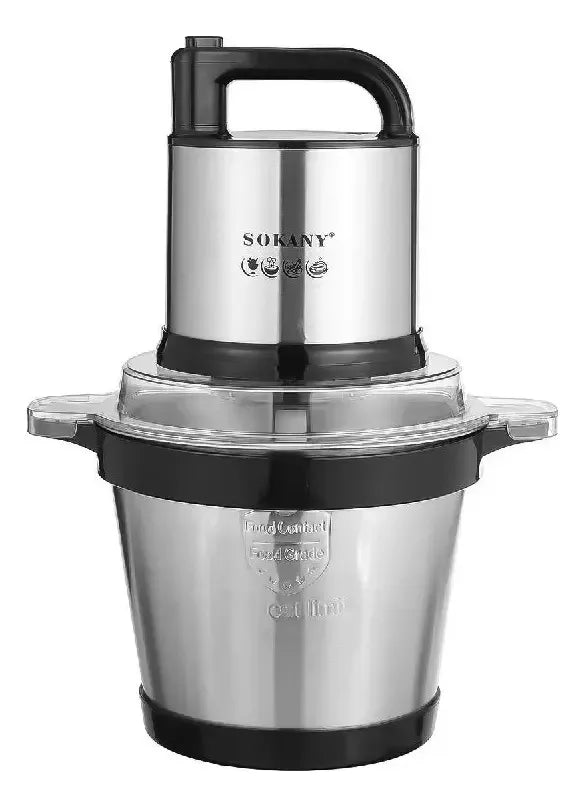 Picador Eléctrico Carne Sokany 800W 4 Litros Bowl Acero 4 Cuchillas