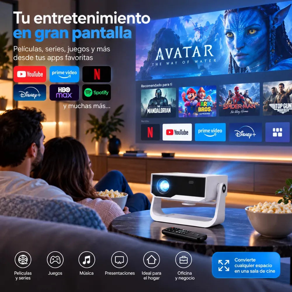 Video Beam Proyector Smart Android 11 Full HD 4K WiFi 6 Bluetooth 5.2