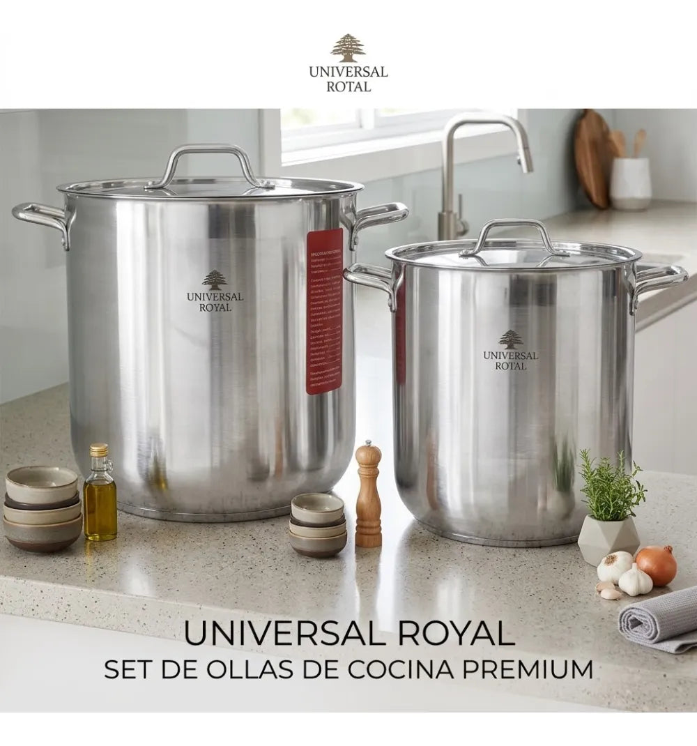 Set Ollas Industriales Acero Inoxidable 20.5 16.5 Litros Royal