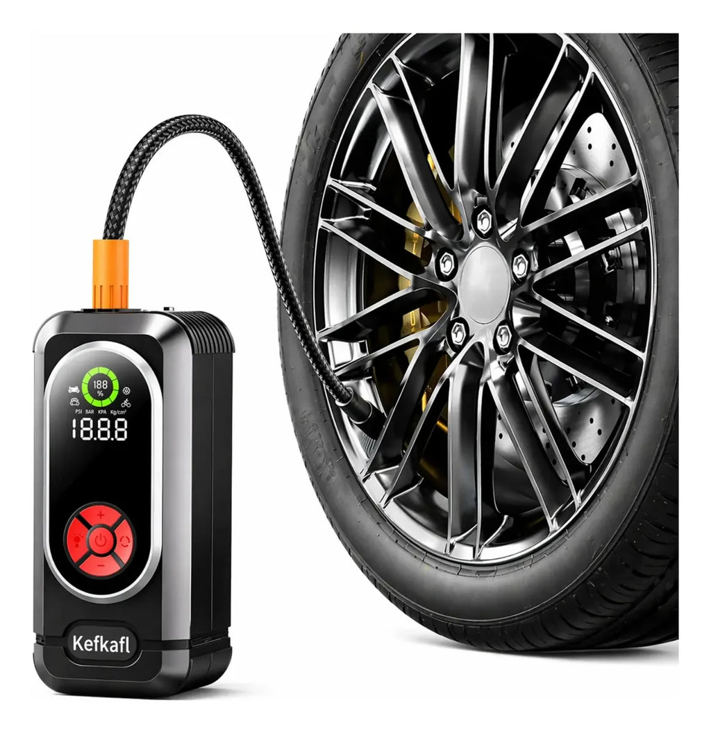 Inflador Llantas Portátil 150 PSI Power Bank Linterna LED Carro Moto