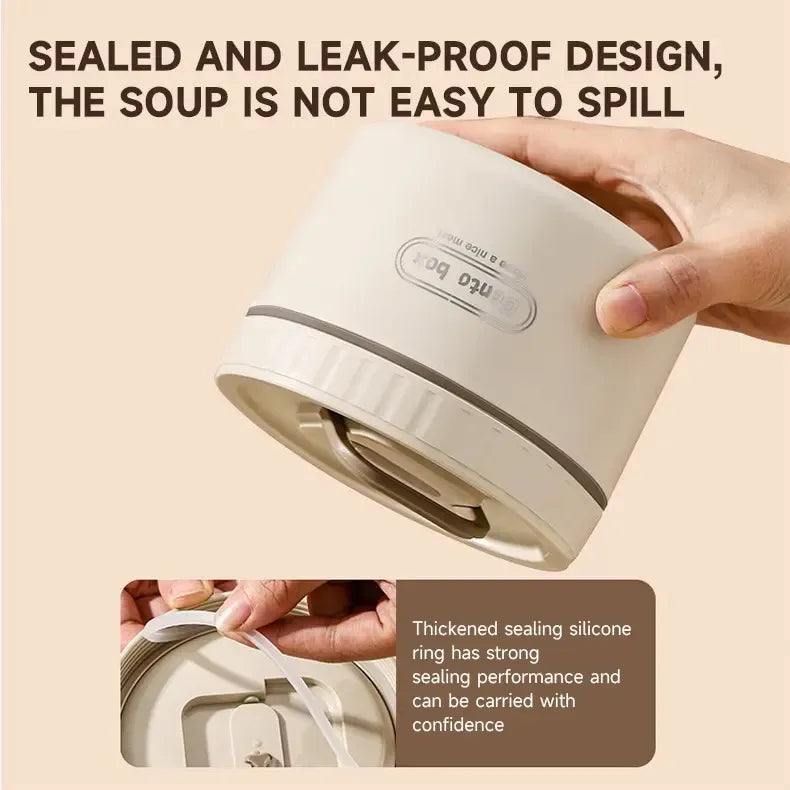 Lonchera Térmica Acero Inoxidable 4 Recipientes Apilables Estuche