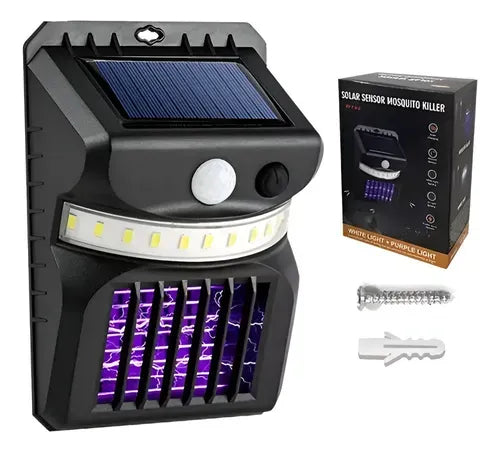 Lámpara Solar Mata Zancudos Mosquitos Exterior Luz UV Sensor Pared