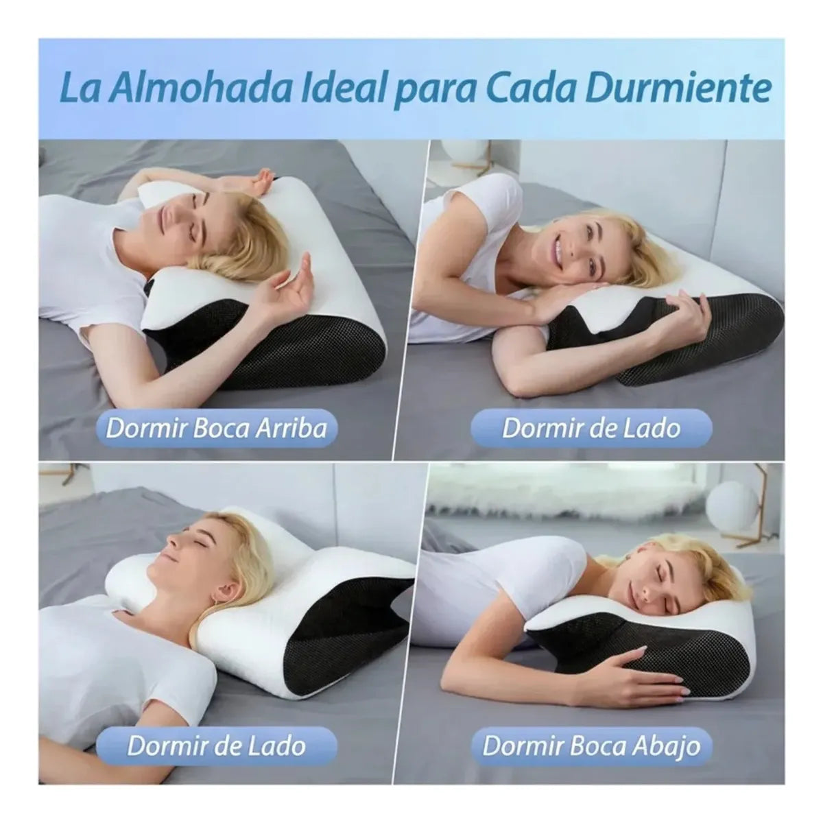 Almohada Cervical Ortopédica Viscoelástica Contorneada Cuello Descanso