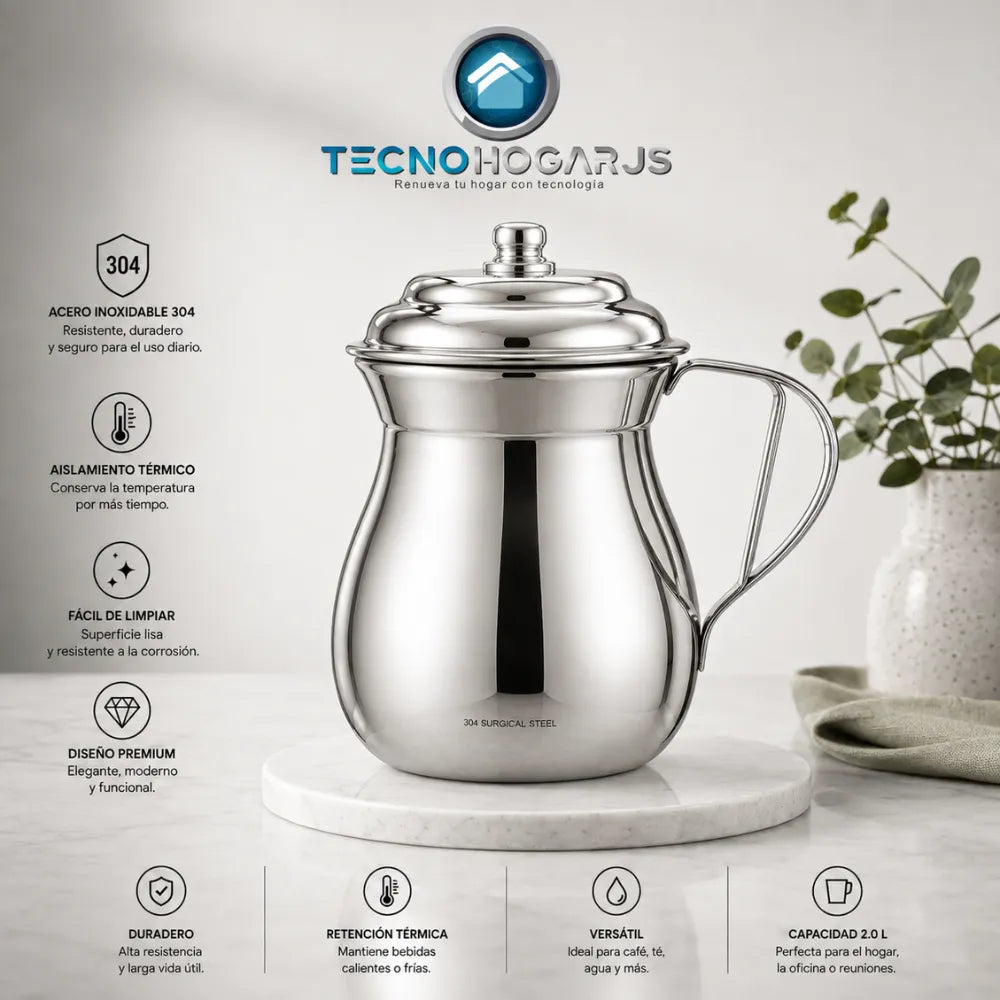 Olleta Chocolatera Acero Quirúrgico T304 2 Litros Tapa Lechera Botero
