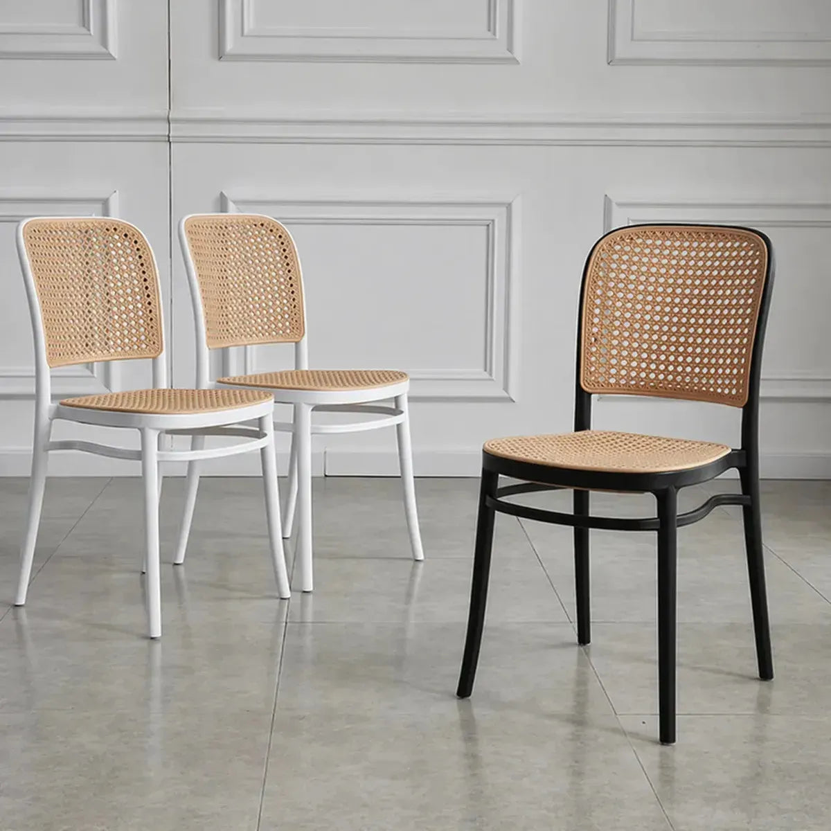 Set 4 Sillas Comedor Exterior Interior Ratán Sintético Apilables