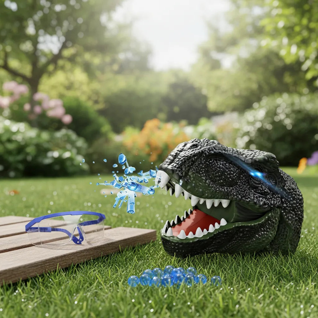 Pistola Hidrogel Dinosaurio T-Rex Lanzador Automático Juguete Gafas