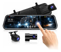 Espejo Retrovisor Cámara 3 Lentes DVR Táctil 9.66 Pulgadas 1080p Carro