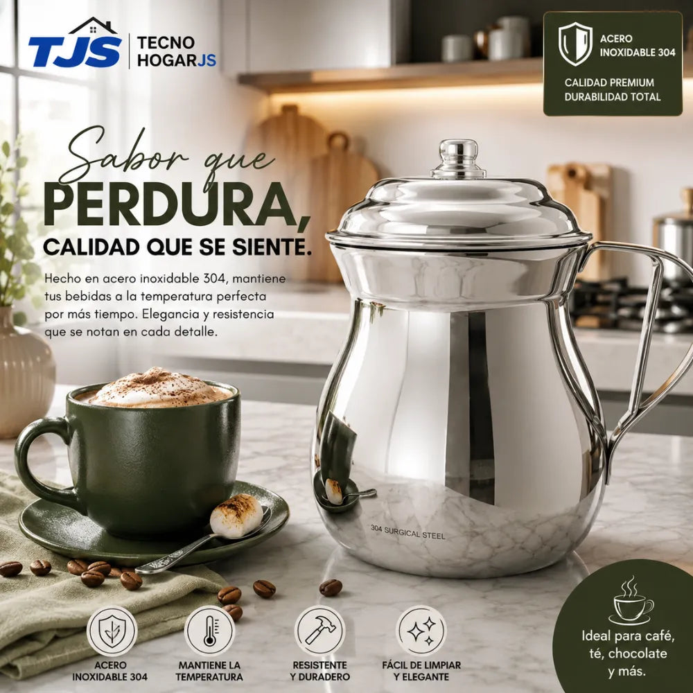 Olleta Chocolatera Acero Quirúrgico T304 2 Litros Tapa Lechera Botero