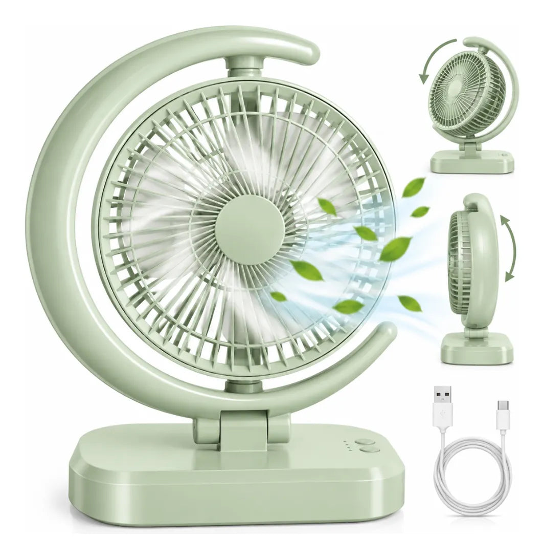 Ventilador Portátil Recargable USB Tipo C Luz LED 3 Velocidades