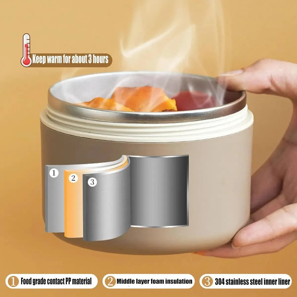 Lonchera Térmica Acero Inoxidable 4 Recipientes Apilables Estuche