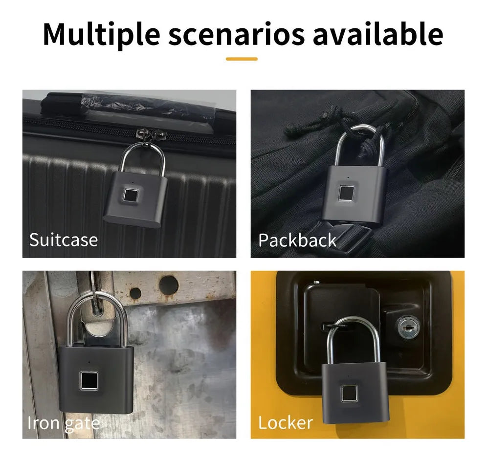 Candado Inteligente Huella Digital Biométrico Recargable USB IP65