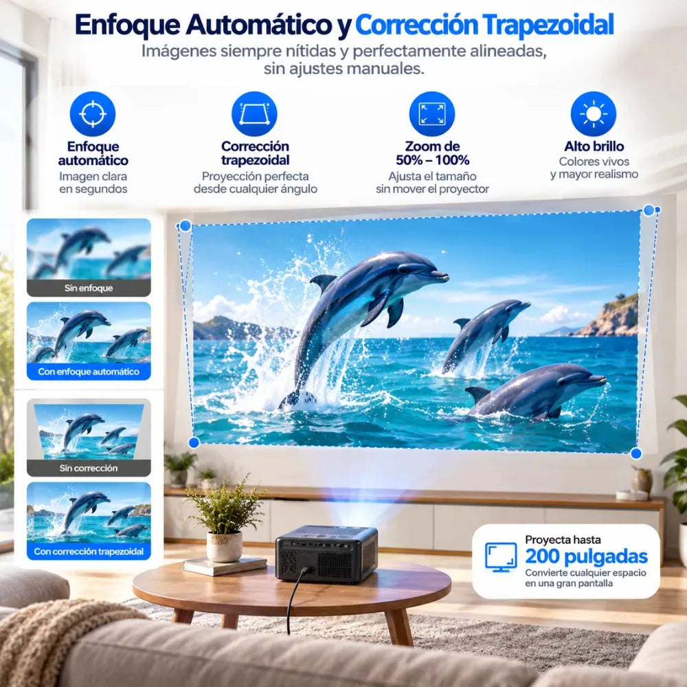 Video Beam Proyector Smart Goodee AC201 1080p WiFi 6 Bluetooth