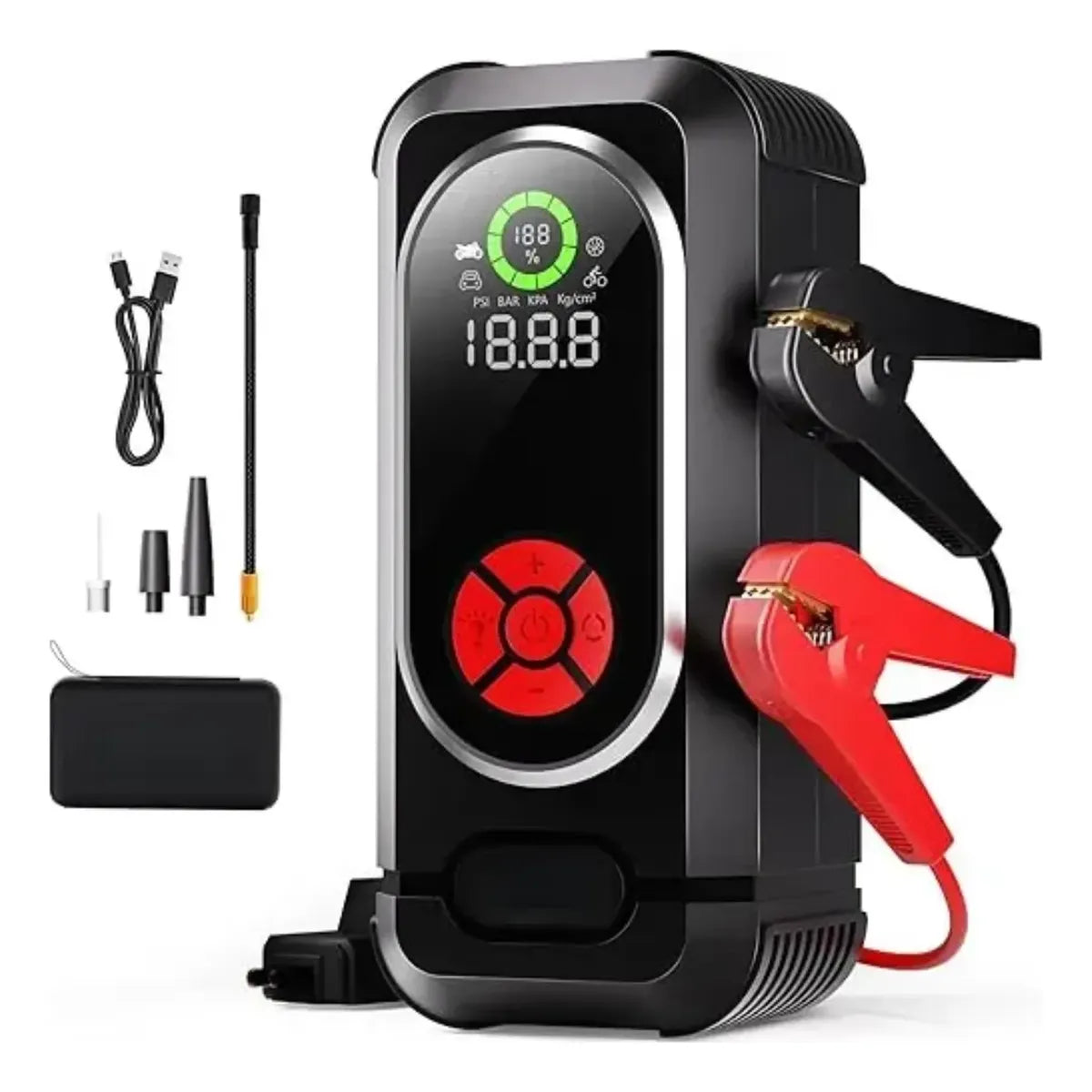 Inflador Llantas Portátil 150 PSI Power Bank Linterna LED Carro Moto