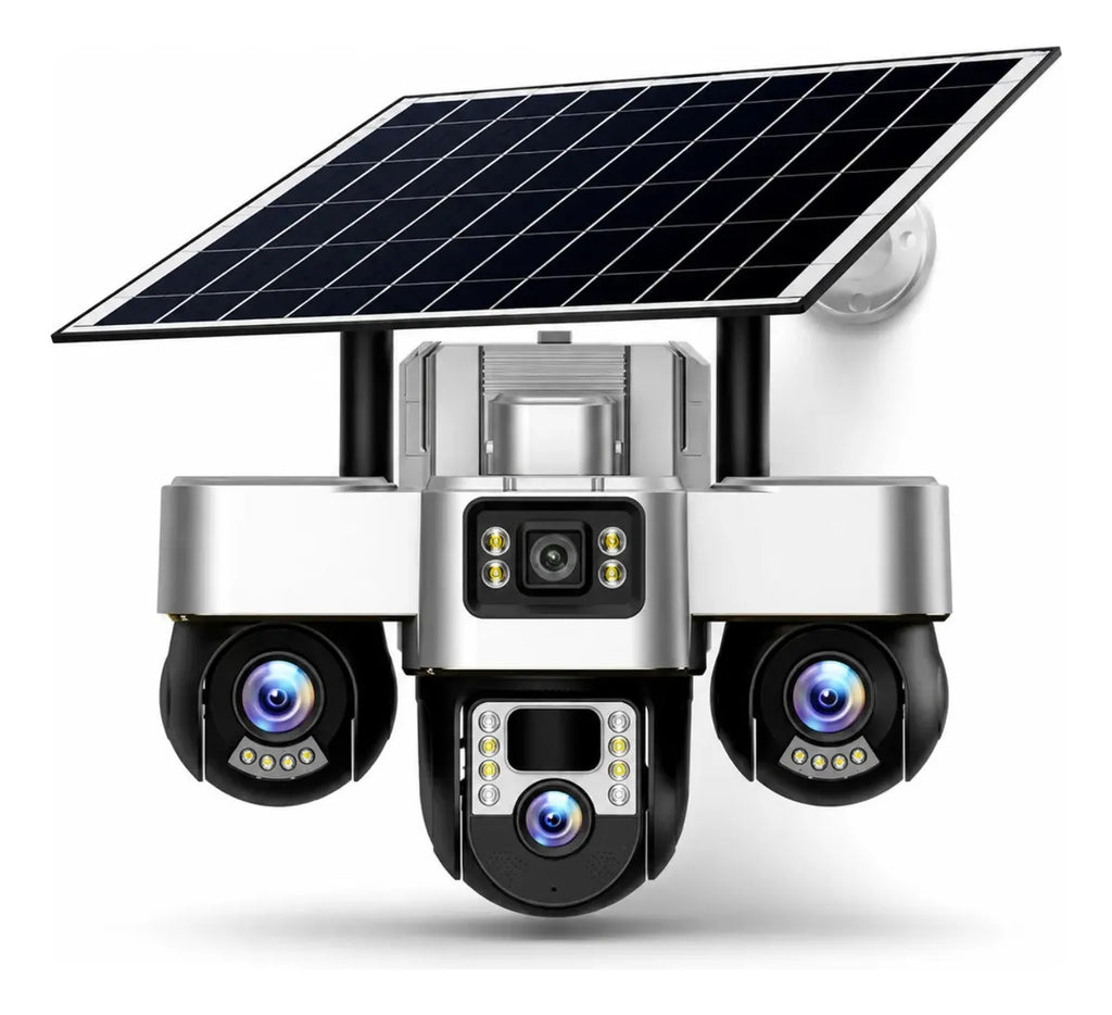 Cámara Seguridad Solar WiFi 3 Lentes PTZ 4K Seguimiento Automático