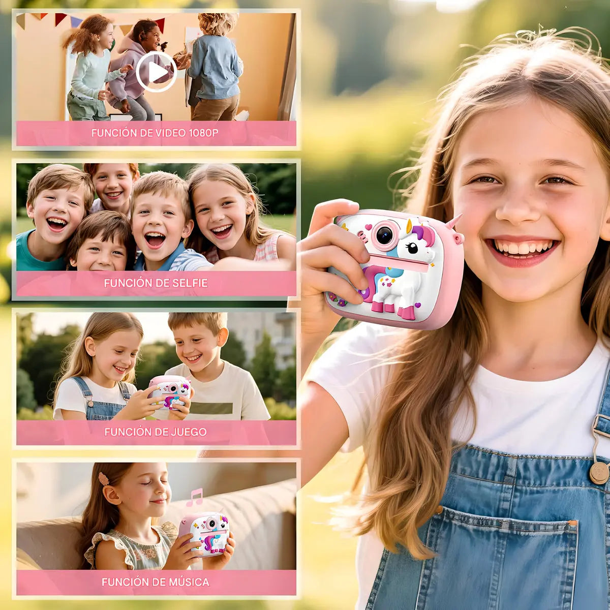 Cámara Instantánea Niños AM300 Impresión Térmica Fotos Videos Morado