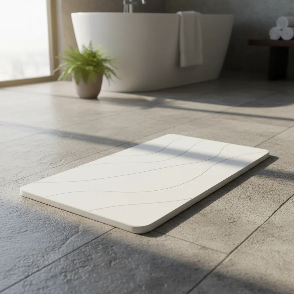 Tapete Baño Piedra Natural Absorbente Antideslizante 60x40 Secado