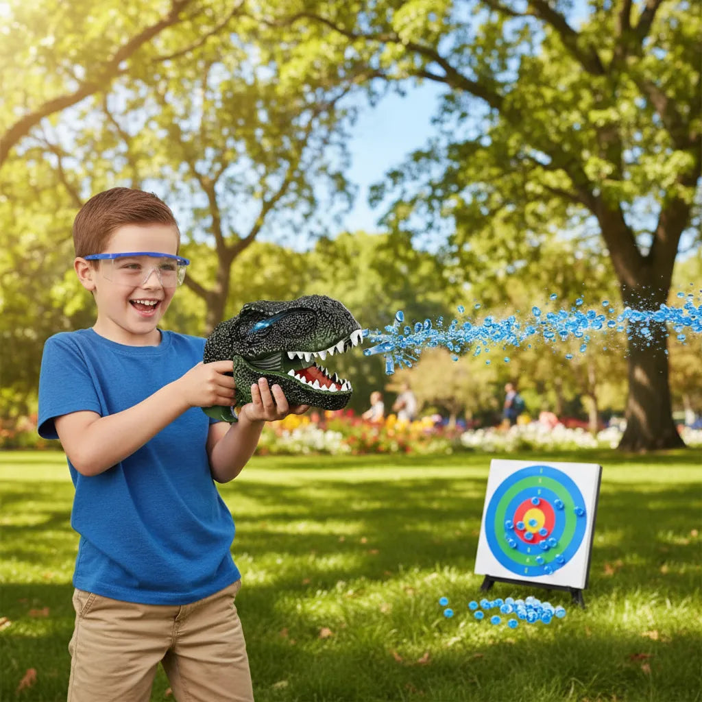 Pistola Hidrogel Dinosaurio T-Rex Lanzador Automático Juguete Gafas