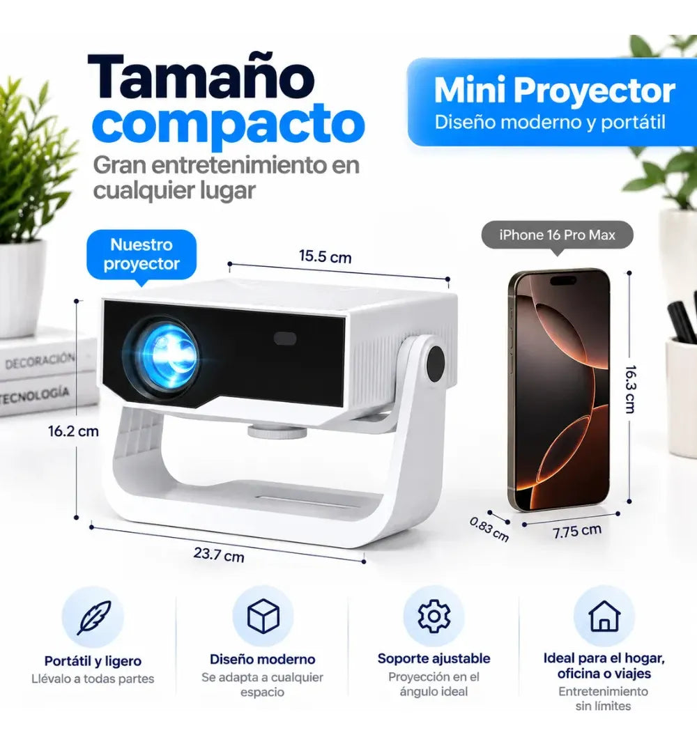Video Beam Proyector Smart Android 11 Full HD 4K WiFi 6 Bluetooth 5.2