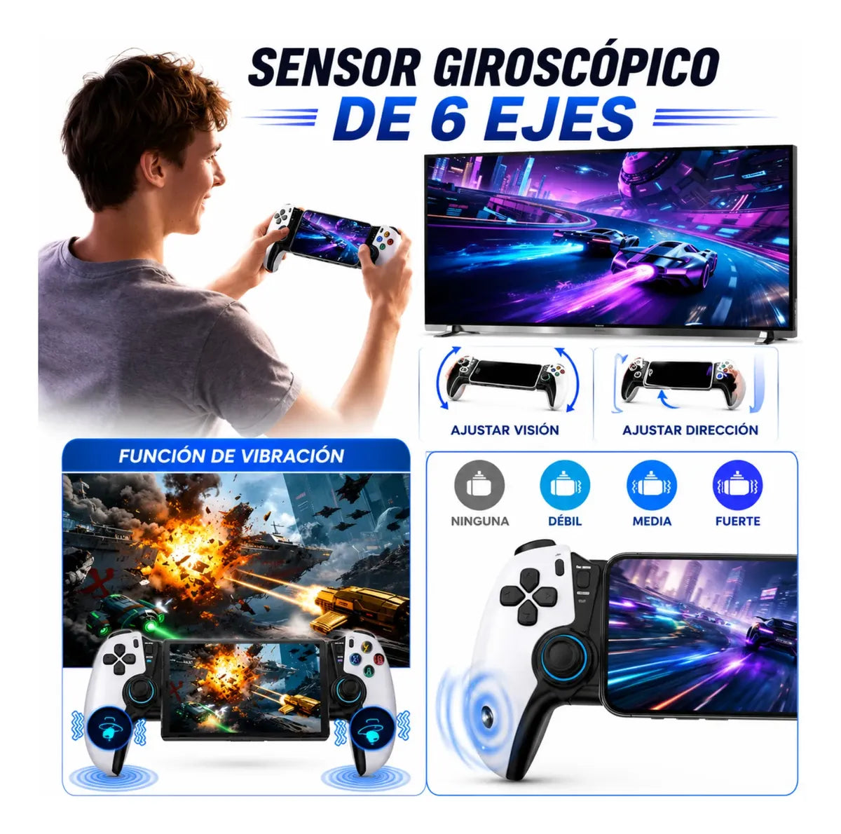 Control Gamer Bluetooth Hall Effect STK-7011 Celular PC Switch Turbo