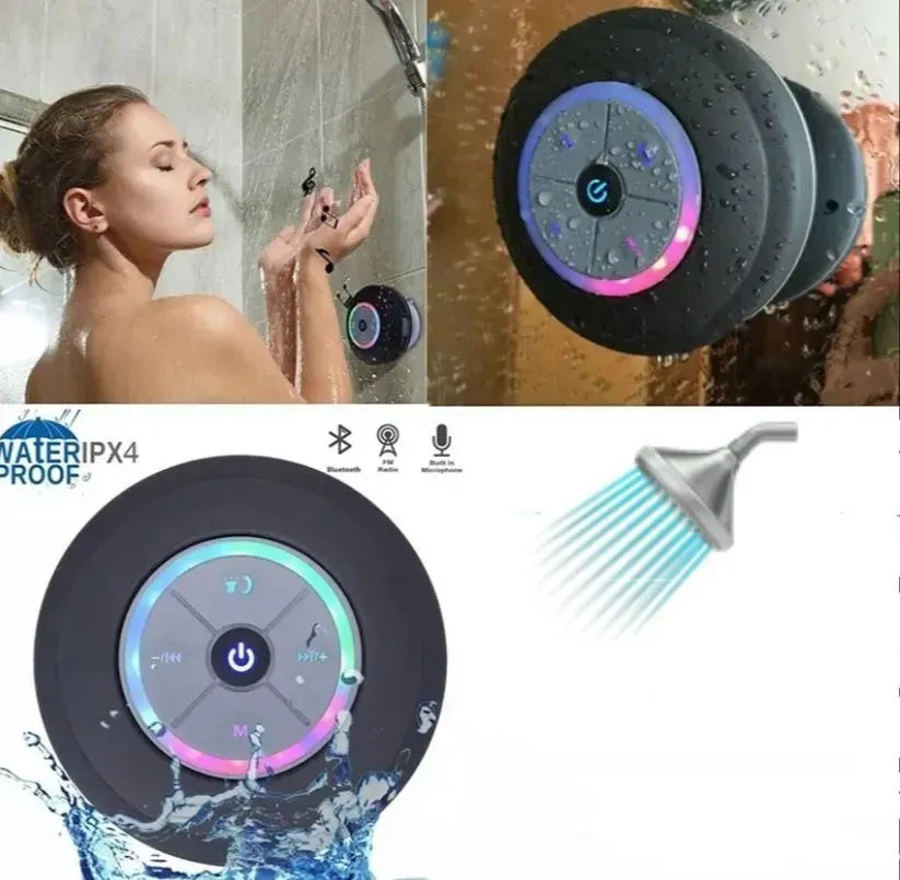 Parlante Ducha Bluetooth Impermeable Luces RGB Llamadas Manos Libres