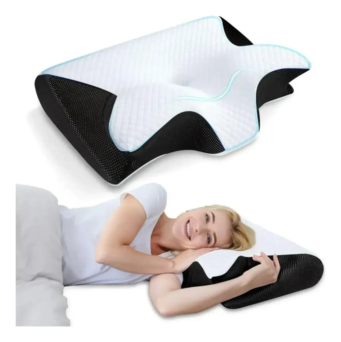 Almohada Cervical Ortopédica Viscoelástica Contorneada Cuello Descanso