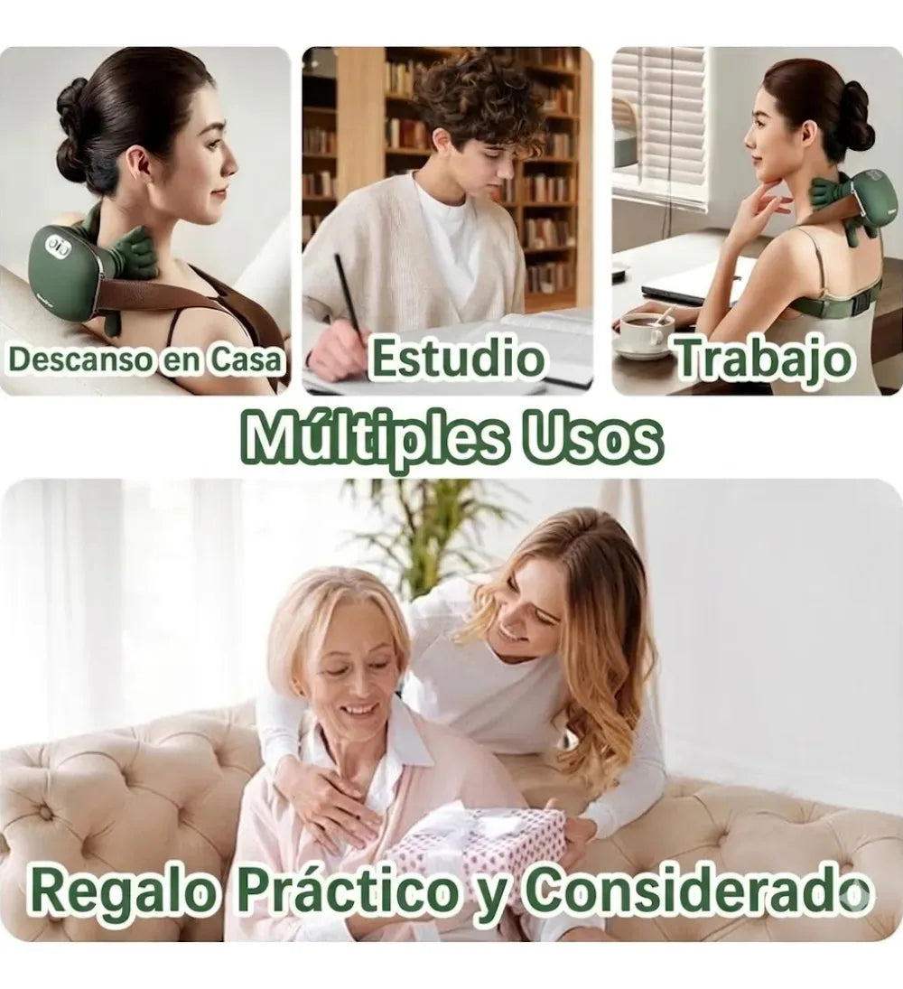 Masajeador Cuello Hombros Eléctrico Calor Recargable Tipo Mano