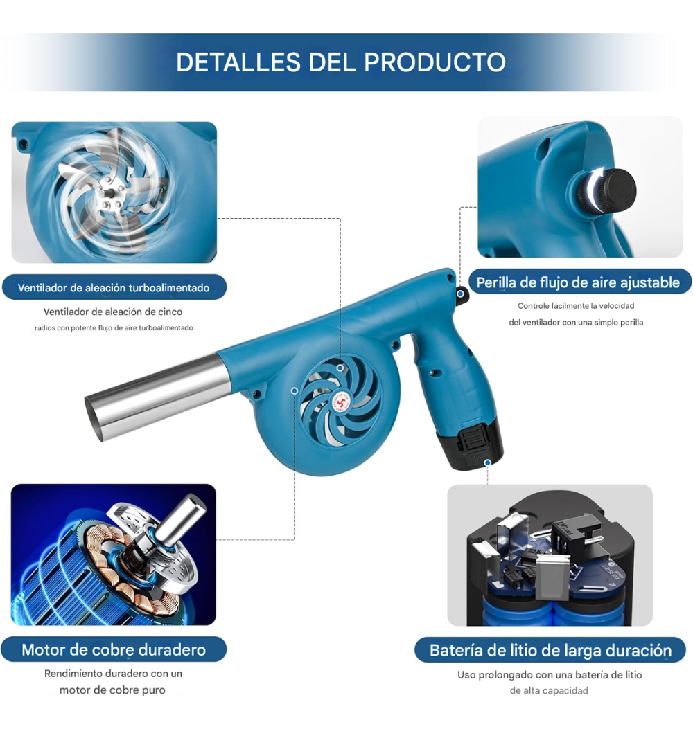 Soplador Eléctrico Barbacoa Recargable 12V Encender Carbón Parrilla