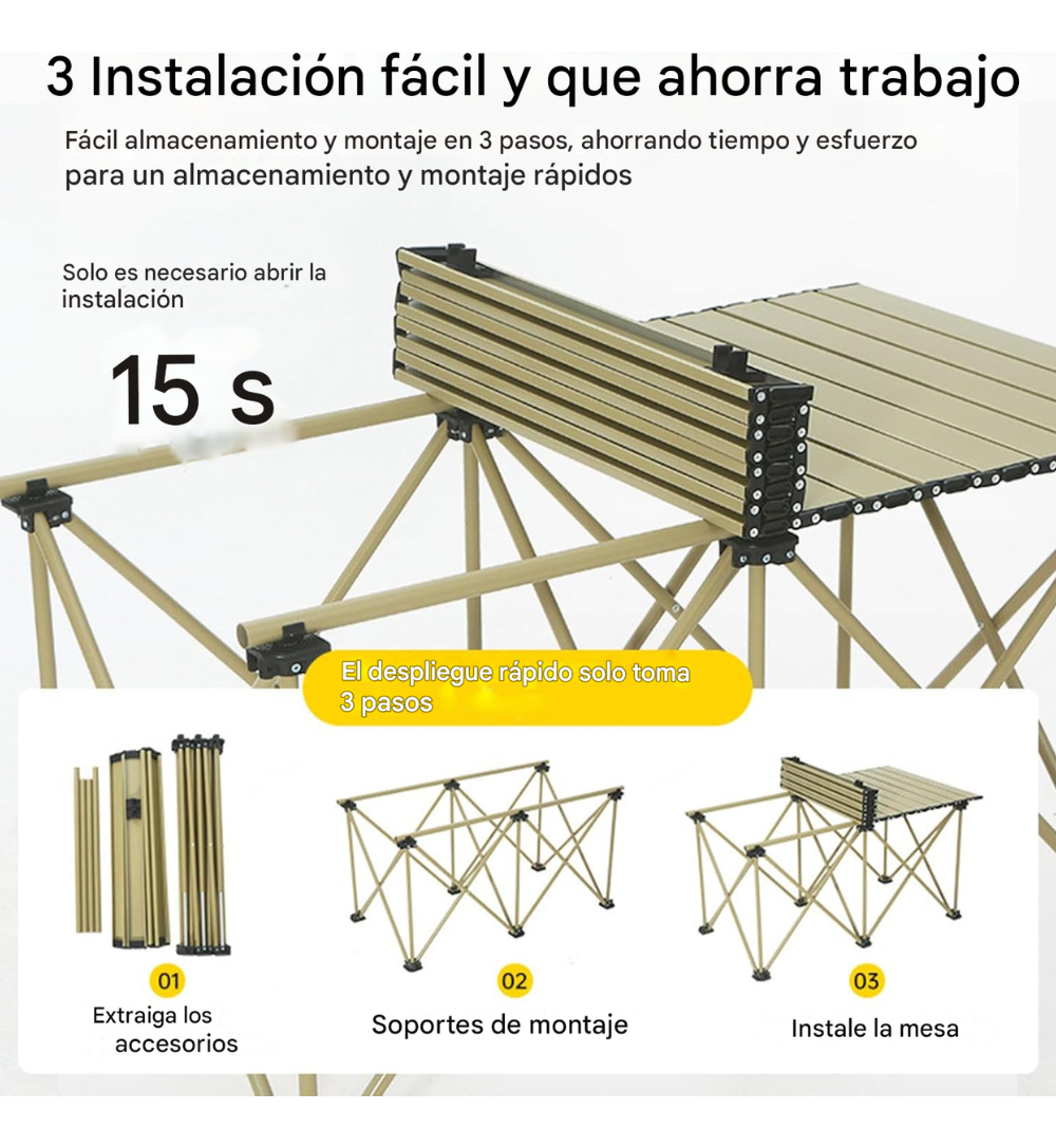 Mesa Plegable Camping 4 Sillas Picnic Jardín Playa Kit 5 Piezas