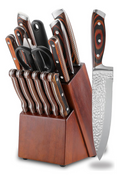 Juego Cuchillos Cocina 15 Piezas Acero Inoxidable Bloque Madera Chef
