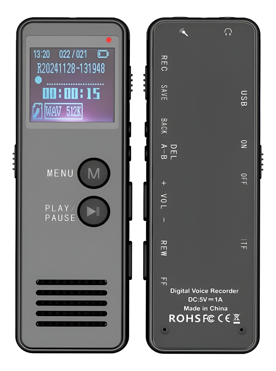 Grabadora Voz Digital 16GB Periodista Clases Reuniones MP3 Portátil