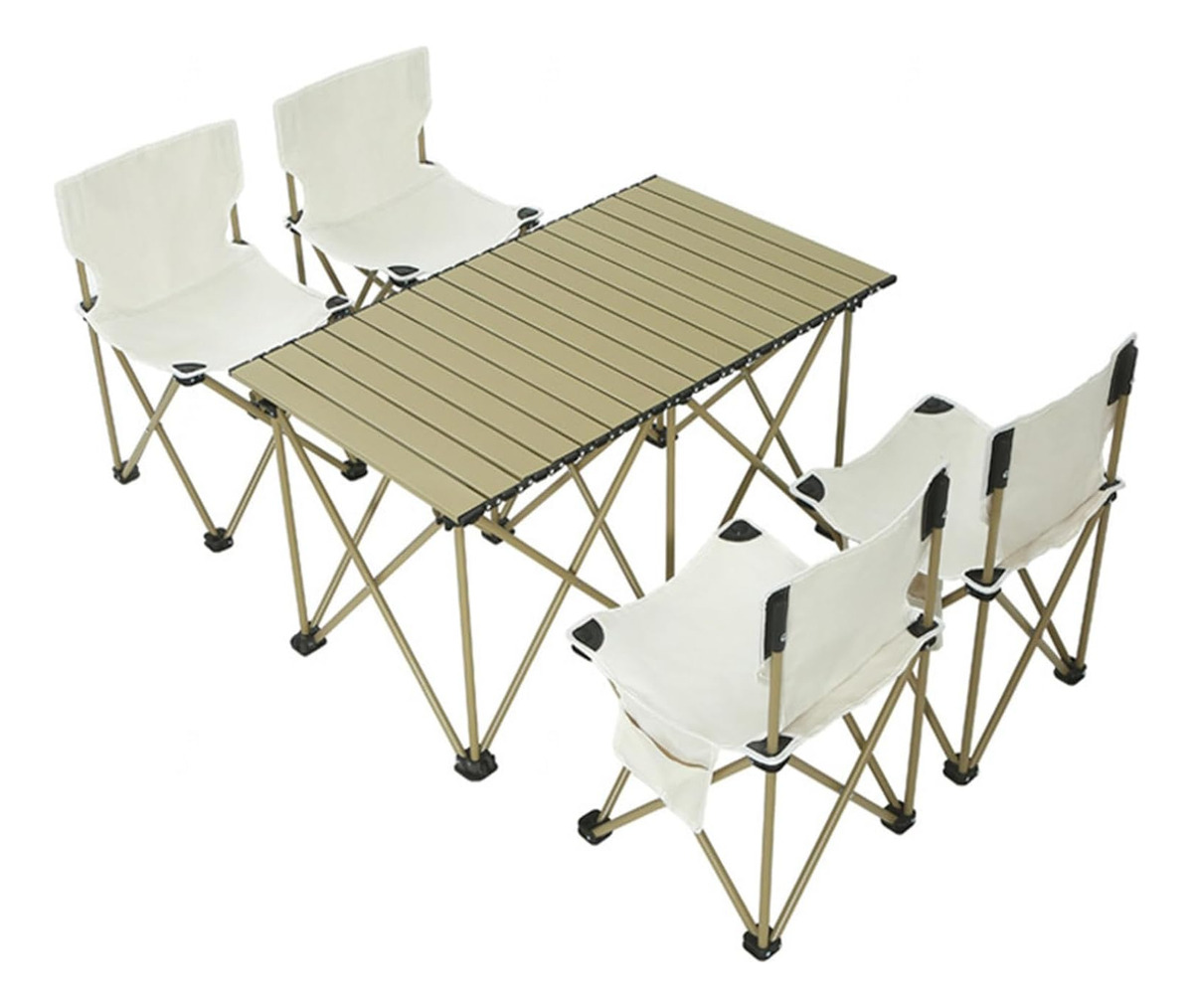 Mesa Plegable Camping 4 Sillas Picnic Jardín Playa Kit 5 Piezas