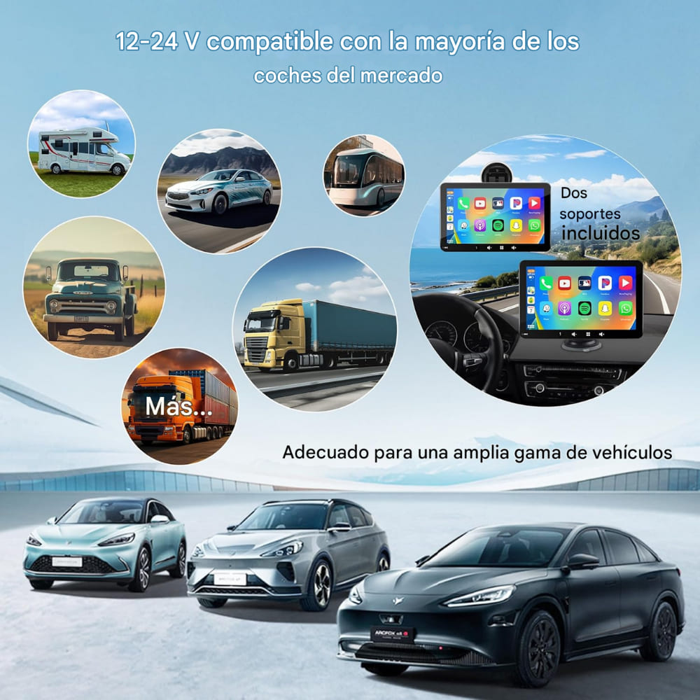 Pantalla Táctil Carro CarPlay Android Auto Inalámbrico WiFi Bluetooth