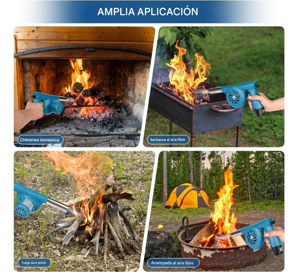 Soplador Eléctrico Barbacoa Recargable 12V Encender Carbón Parrilla