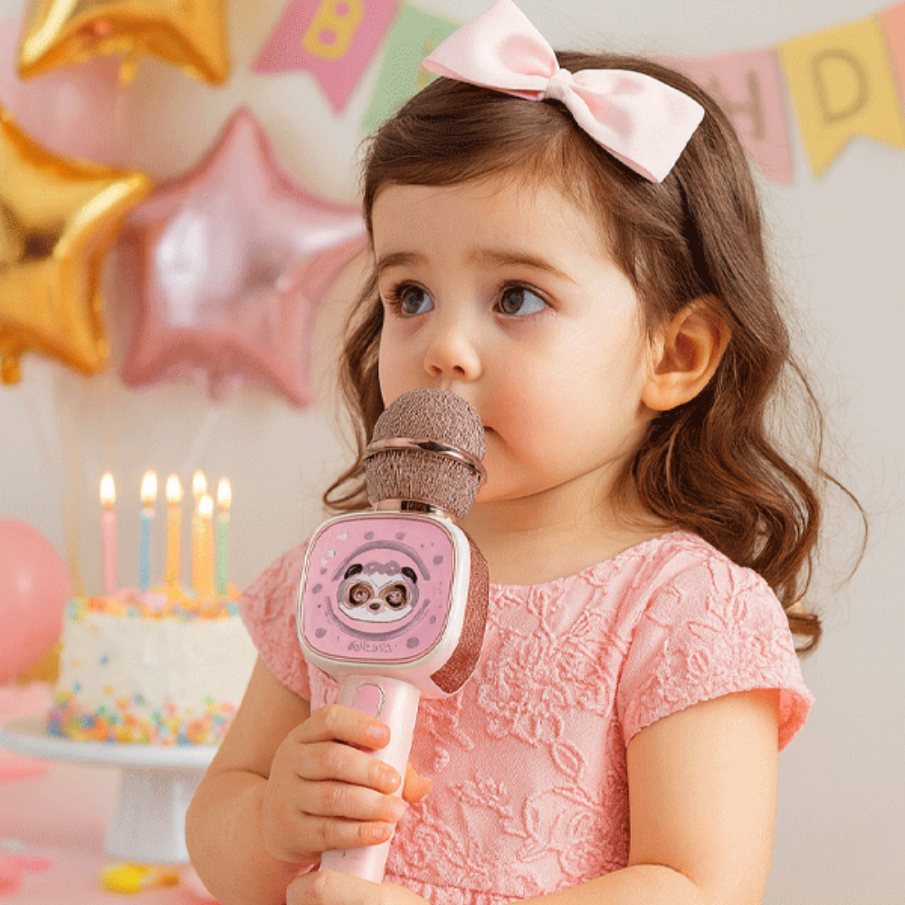 Micrófono Karaoke Niños Bluetooth Inalámbrico Panda X7 Luces Voz