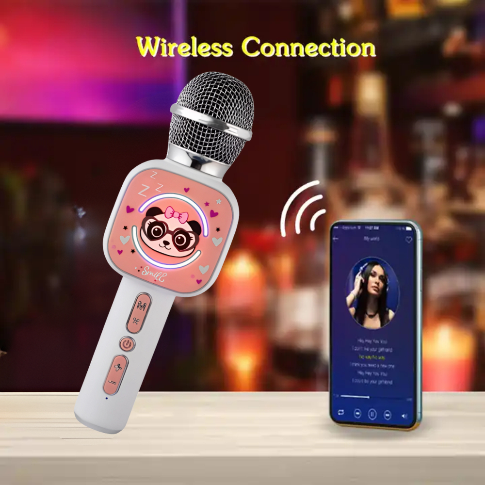 Micrófono Karaoke Niños Bluetooth Inalámbrico Panda X7 Luces Voz