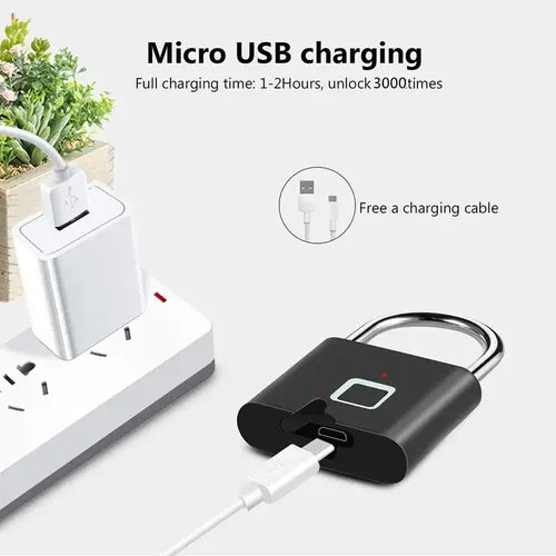 Candado Inteligente Huella Digital Biométrico Recargable USB IP65
