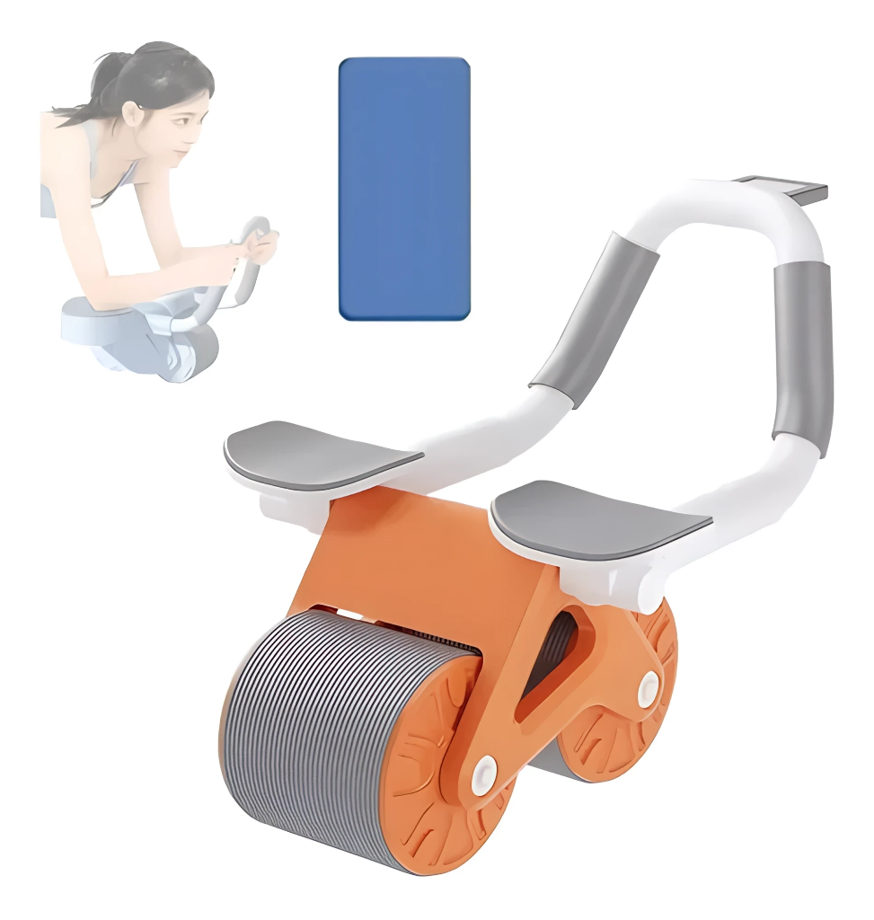 Rueda Abdominal Auto Rebote Doble Rueda Tapete Rodillas Core Gimnasio