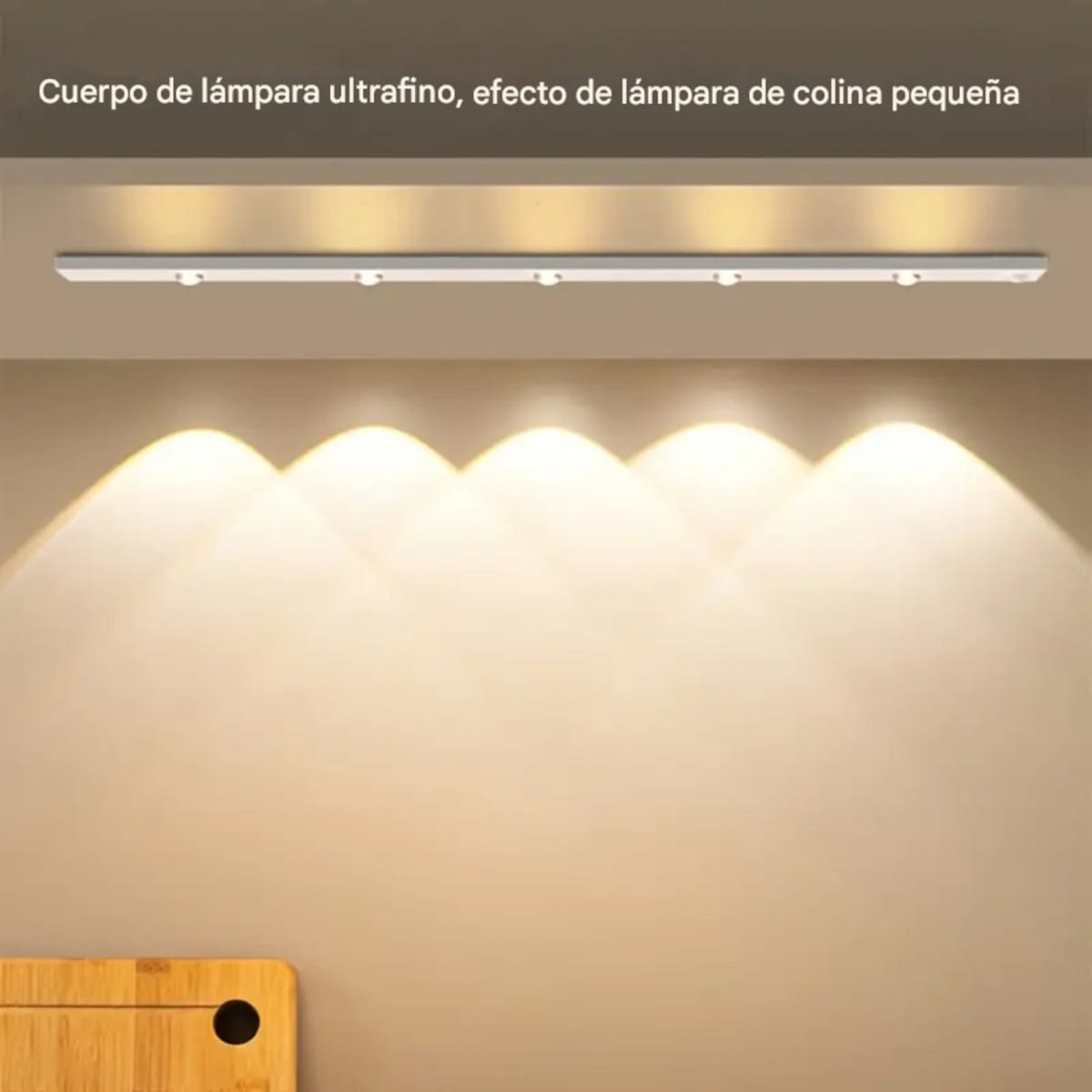Lámpara LED Sensor Movimiento Barra 100cm Recargable 3 Tonos Closet