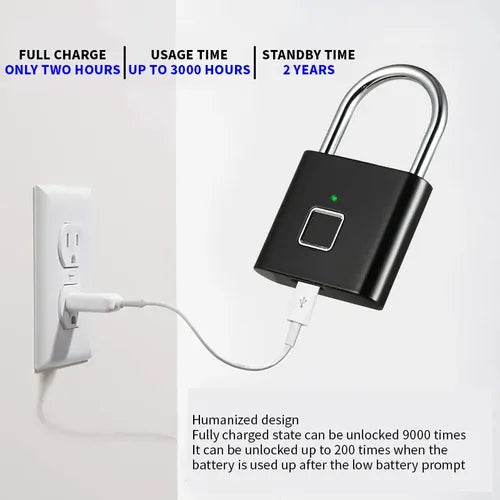 Candado Inteligente Huella Digital Biométrico Recargable USB IP65