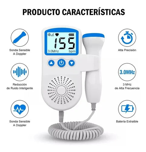 Doppler Fetal Monitor Latidos Bebé Ultrasonido Portátil Embarazo