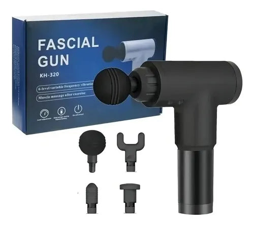 Pistola Masajeadora Muscular Inalámbrica 4 Cabezales Recargable Masaje