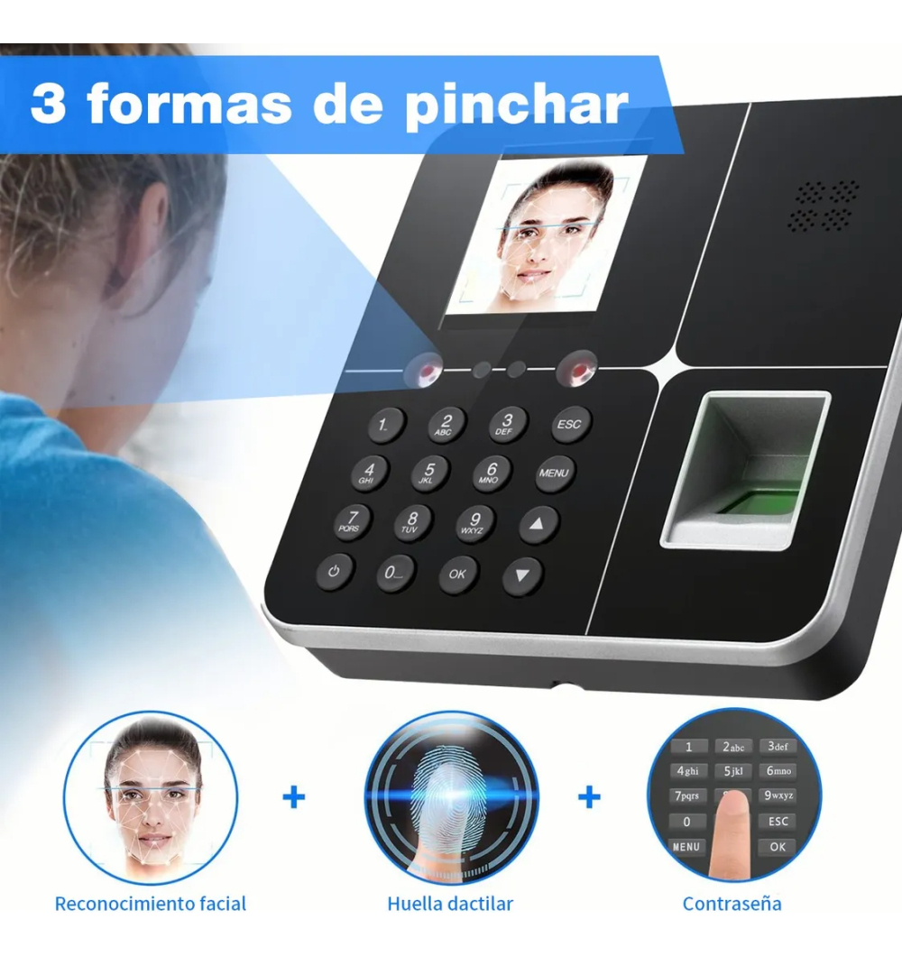 Control Asistencia Biométrico Reconocimiento Facial Huella Empleados